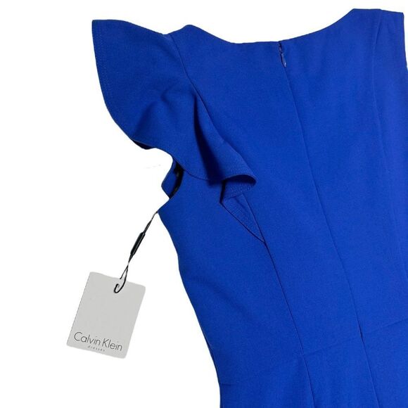 NWT Calvin Klein Cobalt Blue Mini Dress Sleeveless Asymmetrical Dark Blue Dress - Picture 5 of 10